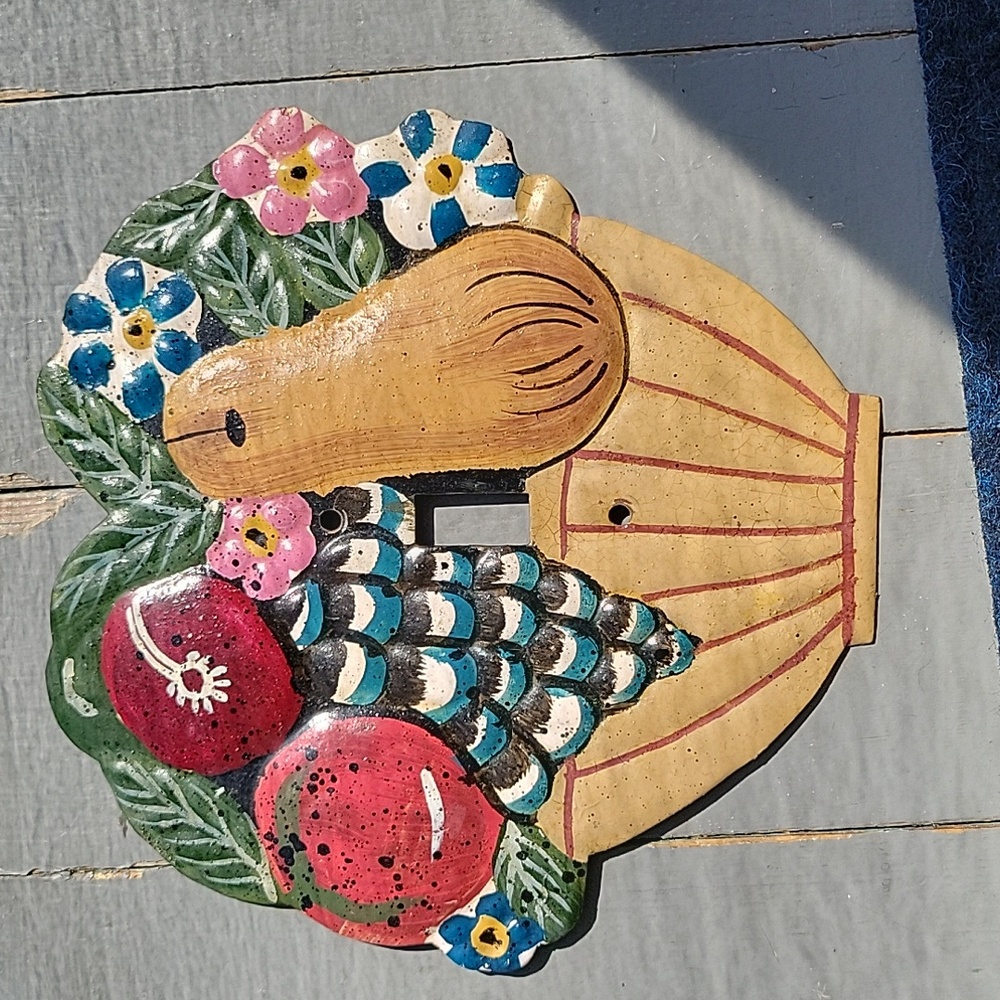 Vintage Primative Handpainted Metal Lightswitch Cover